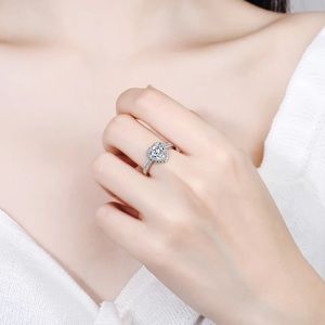 S925 Sterling Sliver Heart Shape Adjustable Ring